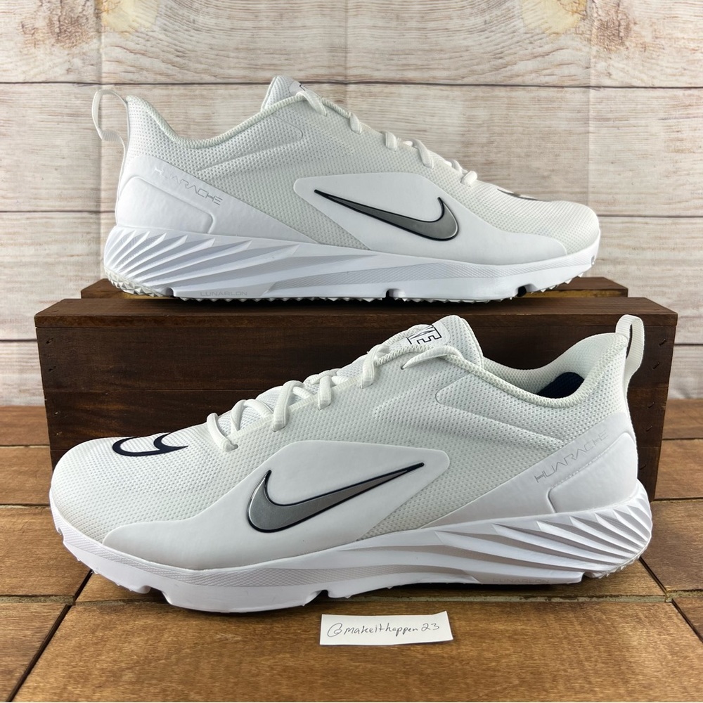 Nike Alpha Huarache 8 Pro Turf LAX Lacrosse White Navy